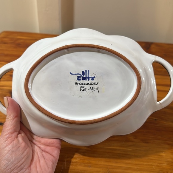 Talavera Mexican Folk Art Handpainted Bowls w/ Handles Set of 2 - Picture 9 of 10